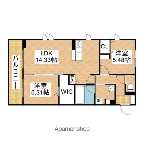 アンソレイエトモ(2LDK/2階)の間取り写真