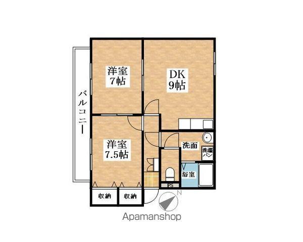 アピエス5(2DK/1階)の間取り写真