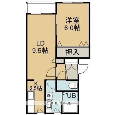 カスティーユ美原(1LDK/1階)の間取り写真