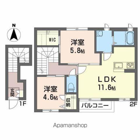 ウエスト・ウイン(2LDK/2階)の間取り写真