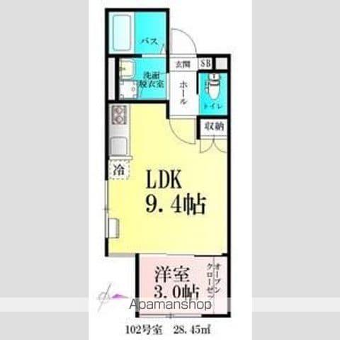 BAU宮町(1LDK/1階)の間取り写真