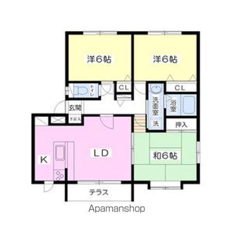 ラヴィール厨川B(3LDK/1階)の間取り写真