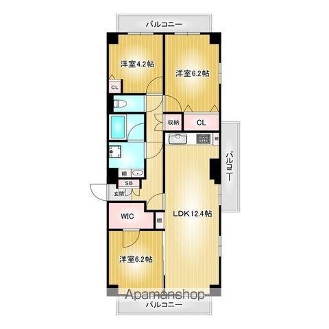 グリーンハイツ外堀通(3LDK/6階)の間取り写真
