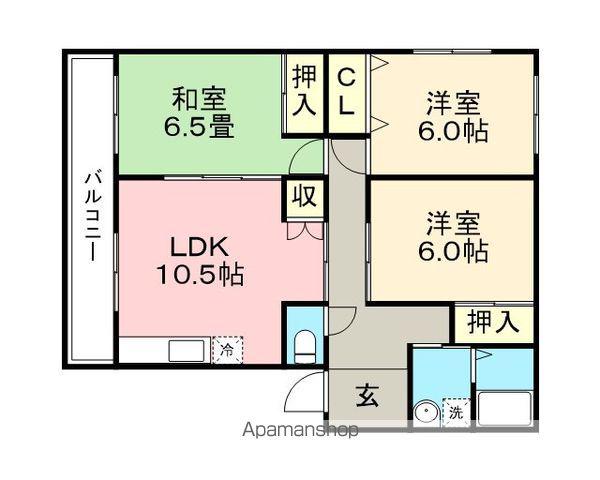 スカイハイツ(3LDK/1階)の間取り写真