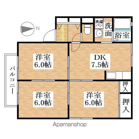 ハイツ花菱Ⅱ(3DK/1階)の間取り写真