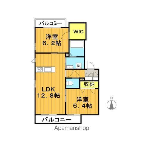 グリナージュ古町(2LDK/2階)の間取り写真