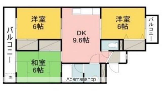 越智マンション(3LDK/1階)の間取り写真