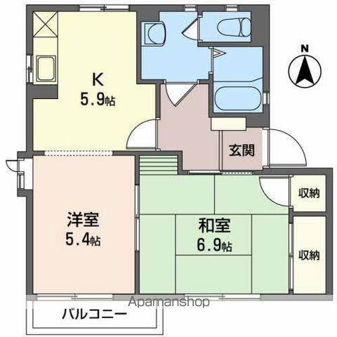 ディアス百合Ⅱ棟(2DK/1階)の間取り写真