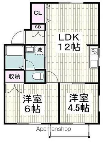 ファインハウス上矢部(2LDK/2階)の間取り写真