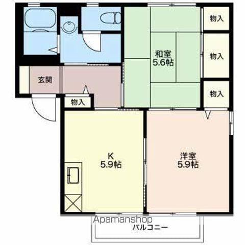グリーンハイツ島立 B(2K/2階)の間取り写真