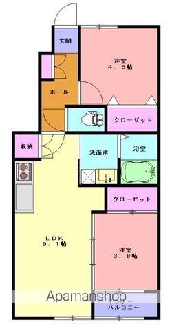 リヴェール幸町(2DK/1階)の間取り写真