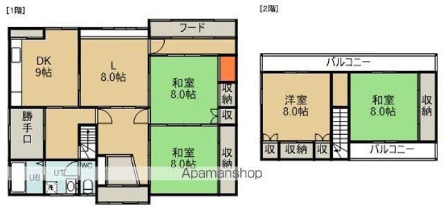 函館本線 渡島砂原駅 徒歩10分 2階建 築47年(4LDK)の間取り写真
