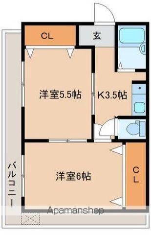 伊藤マンション(2K/3階)の間取り写真