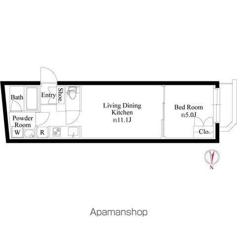 グランパセオ代々木上原Ⅱ(1LDK/B1階)の間取り写真