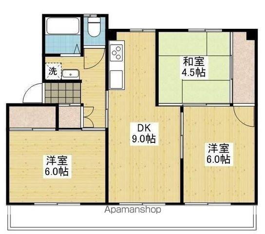 メゾン久米2号棟(3DK/4階)の間取り写真