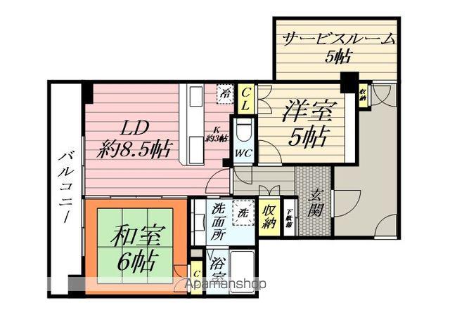 パール岸谷公園(2SLDK/4階)の間取り写真