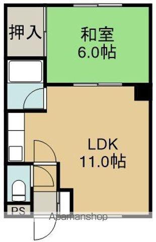マンションあずま美原(1LDK/1階)の間取り写真