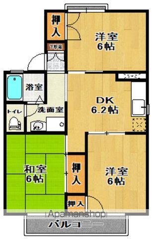 メゾン菊池B(3DK/1階)の間取り写真