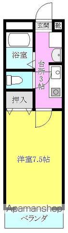 クレストスカーラカクB(1K/1階)の間取り写真