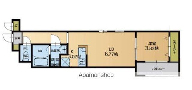 ウェリス東浜(1LDK/1階)の間取り写真
