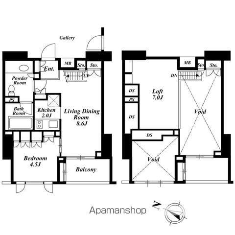 プレミアブラン代々木公園(1SLDK/8階)の間取り写真