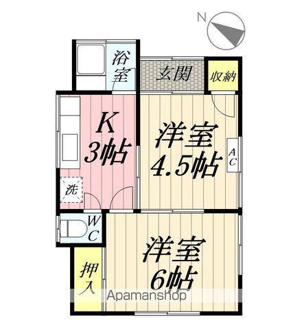 つくばエクスプレス 三郷中央駅 徒歩15分 1階建 築48年(2K)の間取り写真