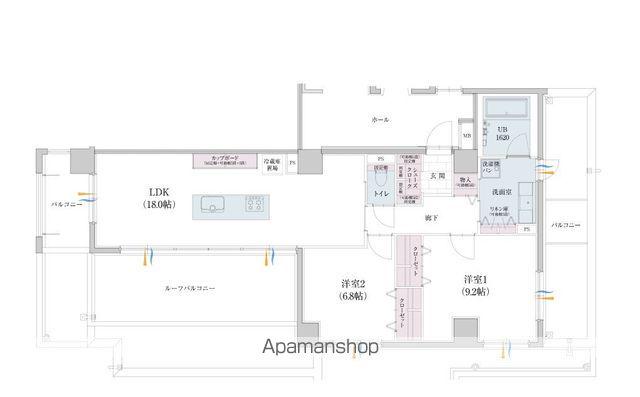 THE TEN GOOD 祖原Ⅱ(2SLDK/5階)の間取り写真