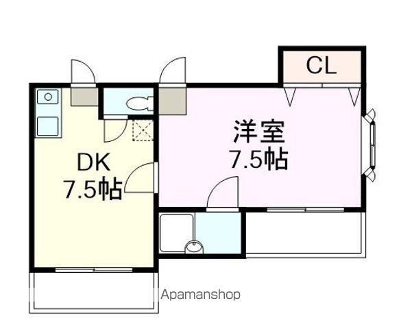 ポエム・ザ・マンション(1DK/4階)の間取り写真