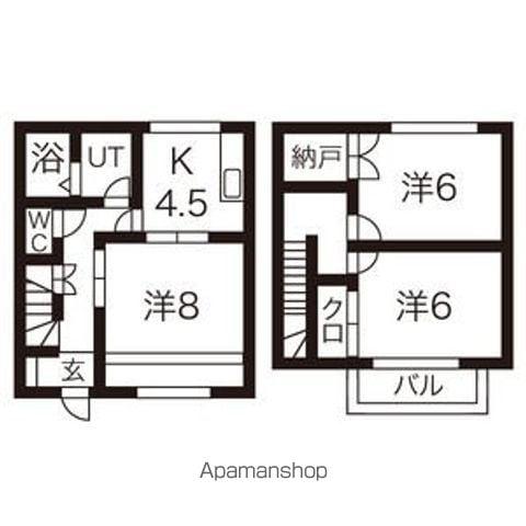 オリザⅠ(2DK/1階)の間取り写真
