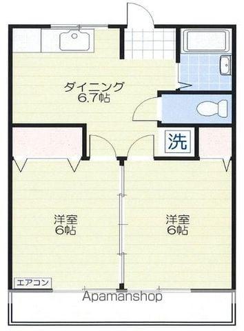 シャトー青梅(2DK/2階)の間取り写真