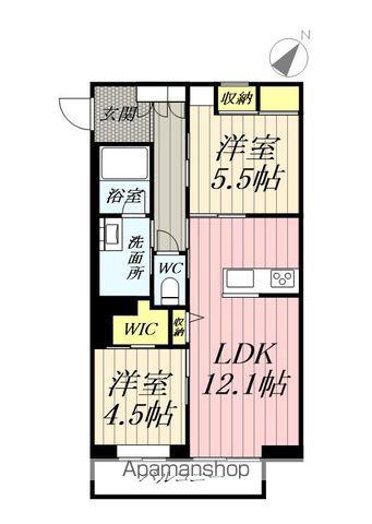 グランディール(2LDK/3階)の間取り写真