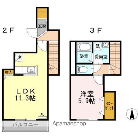 中央本線 中野駅(東京) 徒歩10分 3階建 築11年(1LDK)の間取り写真
