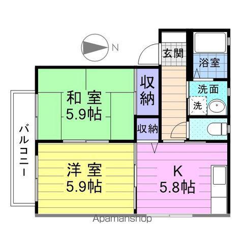 クロスロードⅡ(2K/2階)の間取り写真
