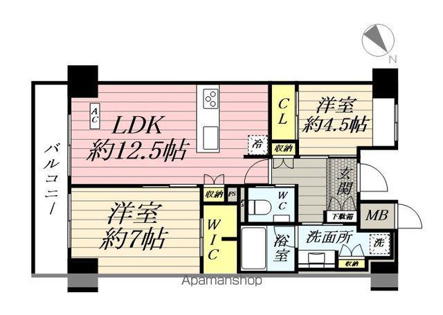 クラシアム神奈川台場(2LDK/7階)の間取り写真