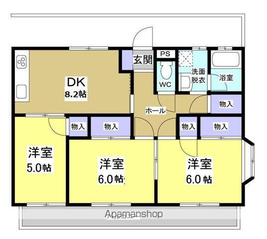 フロンティア(3DK/1階)の間取り写真