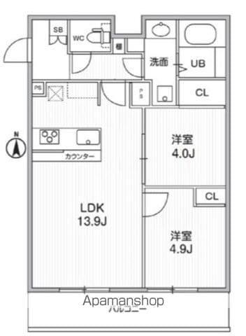 THE PALMS MUSE 新江古田(2LDK/3階)の間取り写真