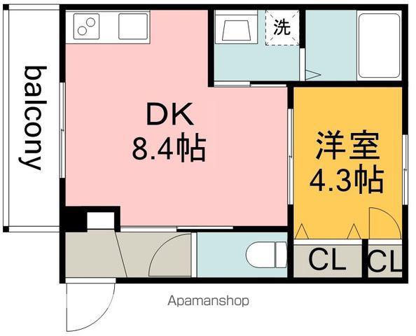 ファインライフ(1DK/2階)の間取り写真