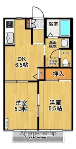 ディアス久留米A(2DK/1階)の間取り写真