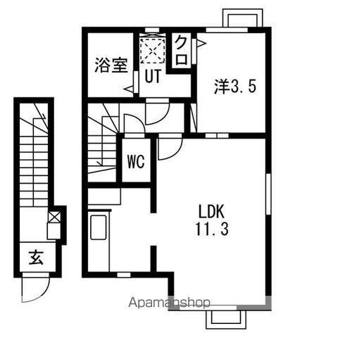 LIEN鶴岡B(1LDK/2階)の間取り写真