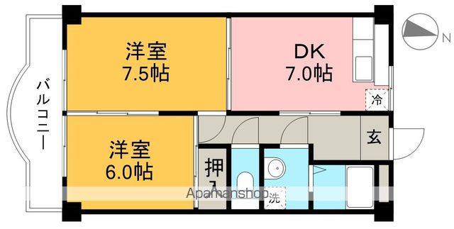 ハイツハピィバリーⅡ B棟(2DK/3階)の間取り写真