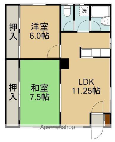 湯浜第1桧荘(2LDK/2階)の間取り写真