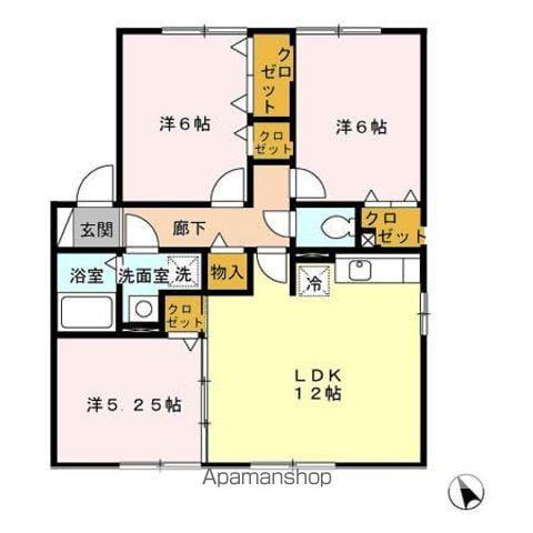 フルールドスリジェ A棟(3LDK/1階)の間取り写真