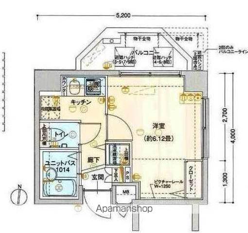 ヴェルト両国(1K/3階)の間取り写真