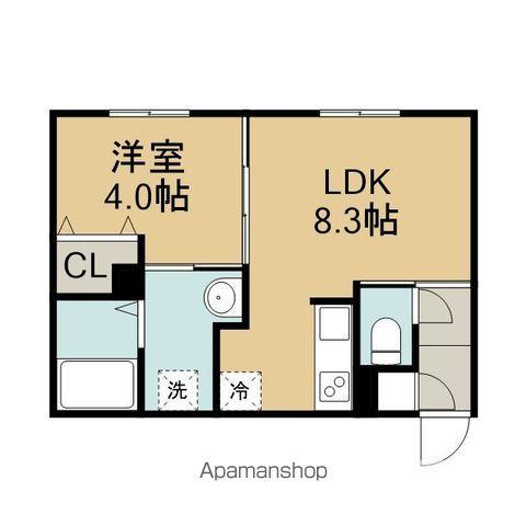黄金北3丁目MS A棟(1LDK/1階)の間取り写真