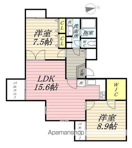 コリーヌ北寺尾(2LDK/2階)の間取り写真
