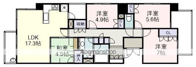 グランドメゾン静岡 ザ タワー(4LDK/3階)の間取り写真