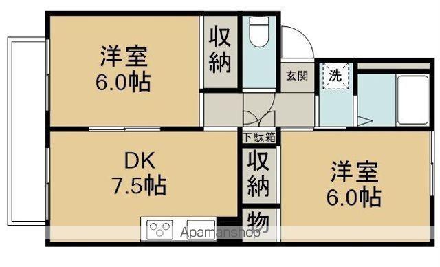 エステートガーデン坂戸(2DK/2階)の間取り写真