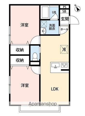 ヴィクトリーD(2LDK/1階)の間取り写真