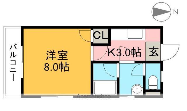 サバービアスイートⅡ(1K/3階)の間取り写真