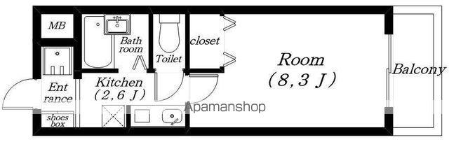 ジョイフル瀬田(1K/2階)の間取り写真